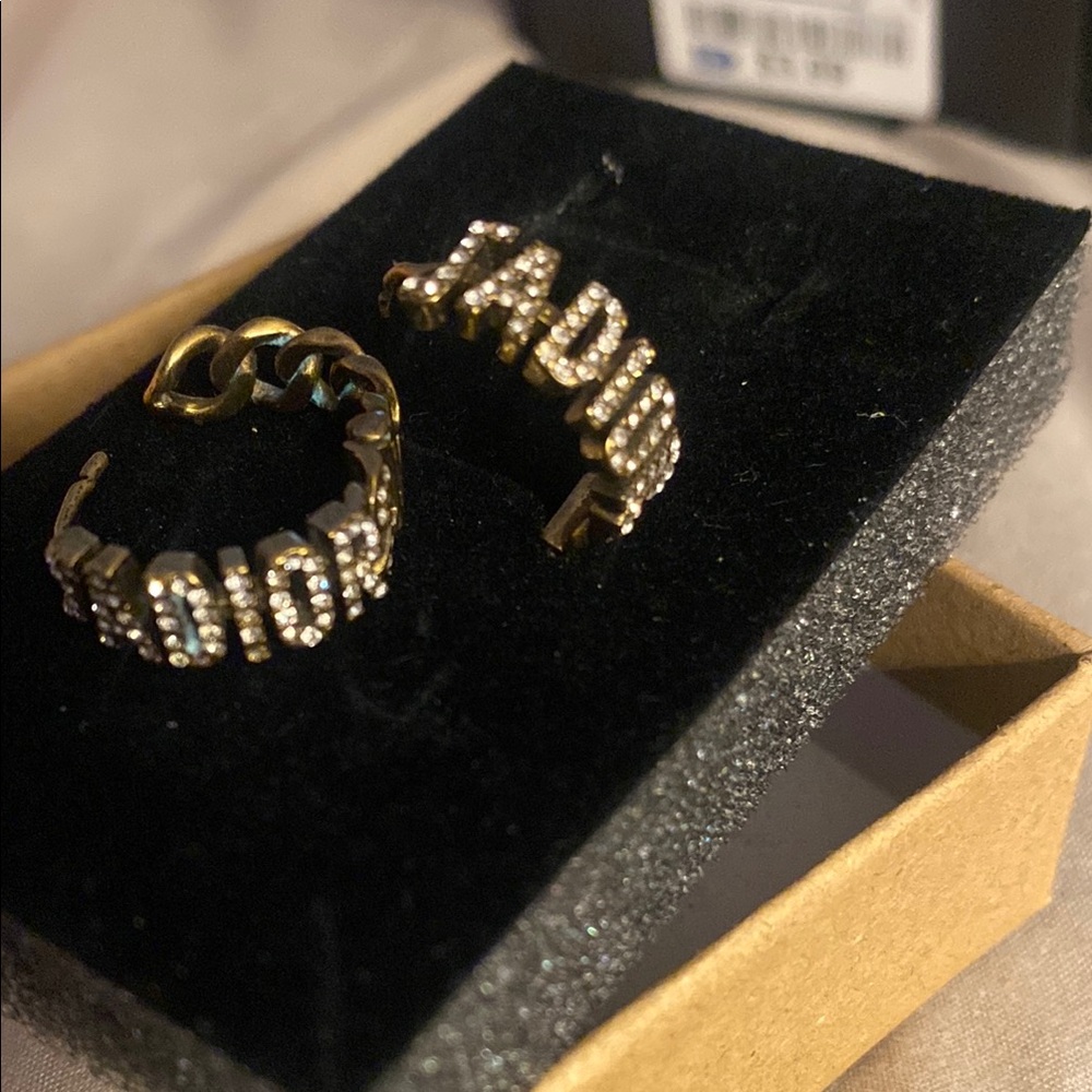 Dior Gold Earrings with Crystal Accents